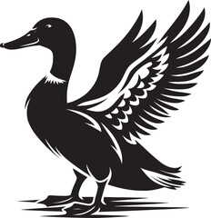 Duck Silhouette isolated on white background Minimalist duck vector illustration
