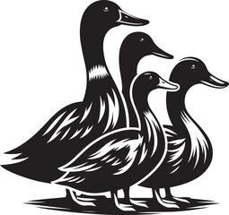 Duck Silhouette isolated on white background Minimalist duck vector illustration