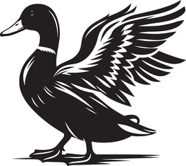 Duck Silhouette isolated on white background Minimalist duck vector illustration