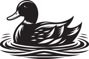 Duck Silhouette isolated on white background Minimalist duck vector illustration
