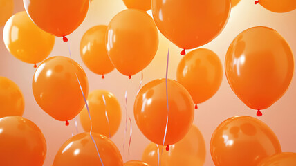 orange balloons composition background - celebration design banner, high quality photo