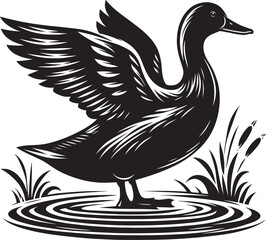 Duck Silhouette isolated on white background Minimalist duck vector illustration