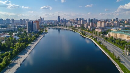 Obraz premium Yekaterinburg's downtown, Embankment & Plotinka