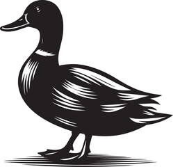 Duck Silhouette isolated on white background Minimalist duck vector illustration