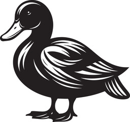 Duck Silhouette isolated on white background Minimalist duck vector illustration