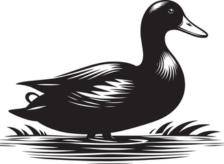Duck Silhouette isolated on white background Minimalist duck vector illustration