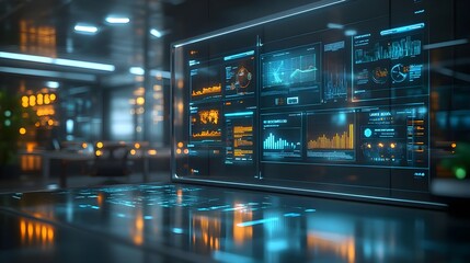 Obraz premium Futuristic Tech Interface with Data Analysis Screen