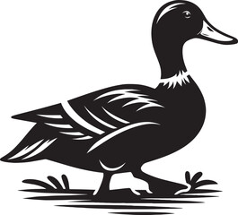 Duck Silhouette isolated on white background Minimalist duck vector illustration