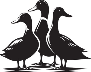 Duck Silhouette isolated on white background Minimalist duck vector illustration