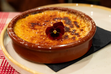 creme brulee french dessert with carmelized sugar on top