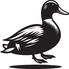 Duck Silhouette isolated on white background Minimalist duck vector illustration