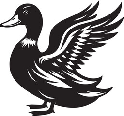 Duck Silhouette isolated on white background Minimalist duck vector illustration
