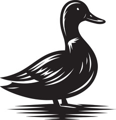 Duck Silhouette isolated on white background Minimalist duck vector illustration