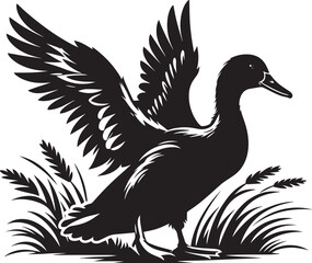 Duck Silhouette isolated on white background Minimalist duck vector illustration