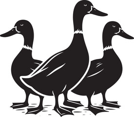 Duck Silhouette isolated on white background Minimalist duck vector illustration