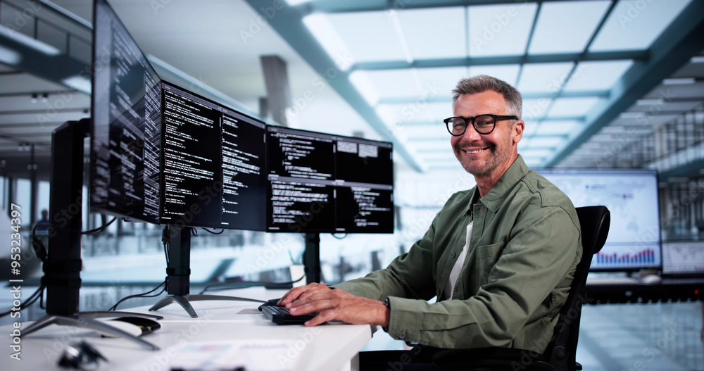 Poster Web Developer Looking At Code