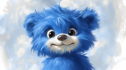 Obraz premium Smiling blue teddy bear with a cheerful expression