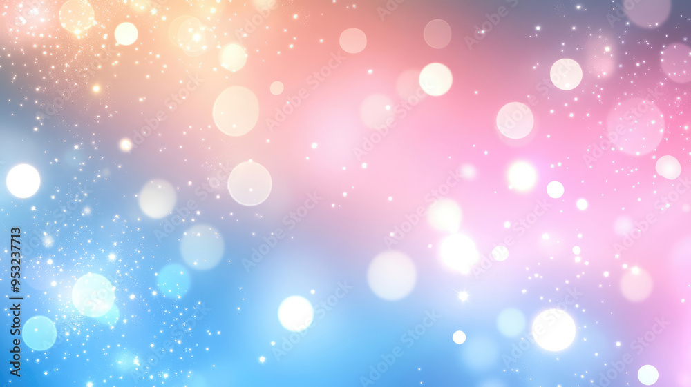 Poster abstract bokeh light background with a soft pink and blue gradient creating a dreamy and magical atm