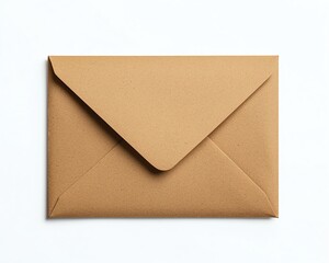 Plain brown envelope isolated on white background.