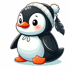 Fototapeta premium Penguin bird against white background 