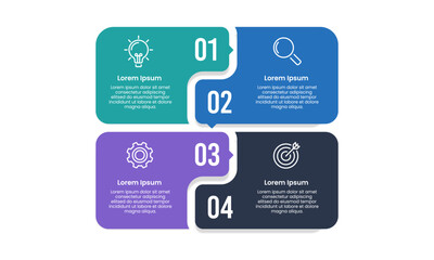 4 Process for successful business. Infographic Design Templates. Business Presentation, Management, Development, Workflow and Information. Vector Illustration.