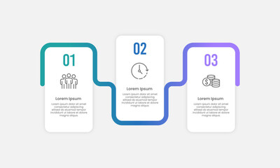 3 Business Process. Infographic Design Templates. Business Presentation, Management, Development, Workflow and Information. Vector Illustration.