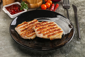 Tasty grilled pork meat steak