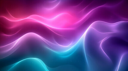 Obraz premium Abstract background of pink, purple, and blue neon light waves with sparkles.