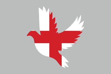 Peace for England dove shape with England flag, The flag of England, England national Flag Vector illustration, England crossed flags, Standard color
