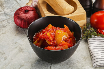 Homemade Lecho with tomato and paprika