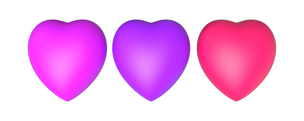 Cute and smooth 3D Love heart Icons rendering for romantic valentines design element 