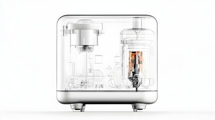 Close up Cross section View of a Food Processor Showcasing its Internal Components