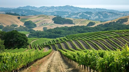 Fototapeta premium hills and vineyard wallpaper