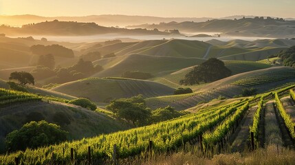 Naklejka premium hills and vineyard wallpaper