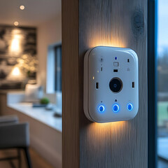 Fototapeta premium Smart Home Control Panel with Blue Lights Illustration