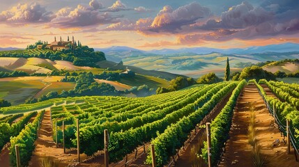 Fototapeta premium hills and vineyard wallpaper