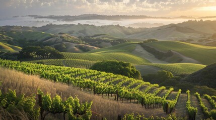 Fototapeta premium hills and vineyard wallpaper
