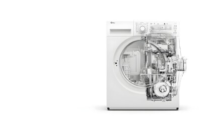 Fototapeta premium Cross section of Washing Machine Revealing Internal Components