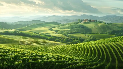 Naklejka premium hills and vineyard wallpaper