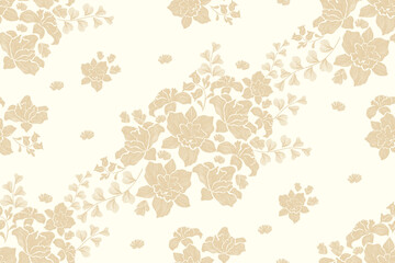 Floral pattern seamless minimal embroidery texture silhouette orchid flower motifs. Vintage watercolour brush style vector illustration design hand drawn . © Wita Pixs