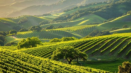 Fototapeta premium hills and vineyard wallpaper