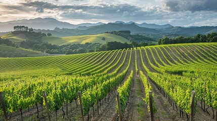 Naklejka premium hills and vineyard wallpaper