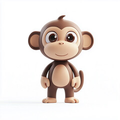 Fototapeta premium Enchanting 3D Cartoon Monkey, Charming with Playful Expressions, Ideal for Children's Apps, Games, and Animated Stories, Displaying Joy and Creativity.