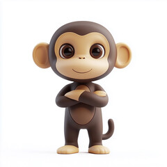 Obraz premium Enchanting 3D Cartoon Monkey, Charming with Playful Expressions, Ideal for Children's Apps, Games, and Animated Stories, Displaying Joy and Creativity.