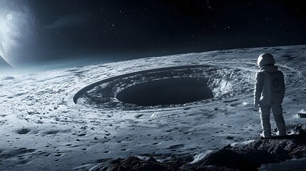 Obraz premium Futuristic Alien Base Discovered on the Dark Side of the Moon