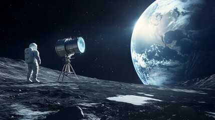 Massive Moon Based Telescope Gazing Towards Earth s Skies