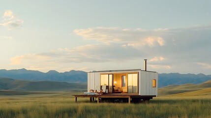 Obraz premium Minimalist Tiny Home with Energy Efficient Features for Sustainable Living