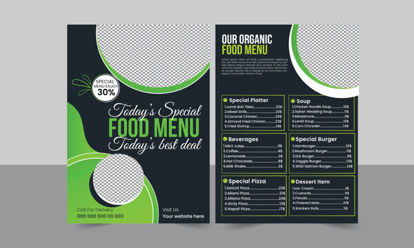 Elegant restaurant Food Menu Template, Restaurant café menu, template design, 