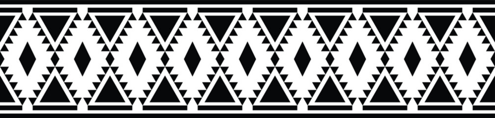 Obraz premium Ethnic border ornament. Geometric ethnic oriental seamless pattern. Stripe vector illustration. Native American Mexican African Indian tribal style. Design border, textile, fabric, clothing, carpet.