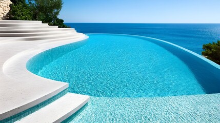 Fototapeta premium Private Pool with Inviting Blue Water and Elegant Steps